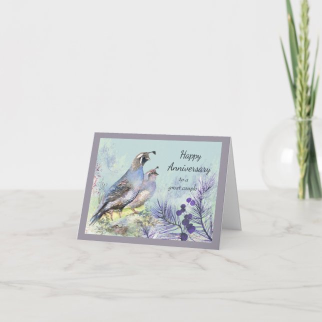 Carte Bonne Anniversaire Great Couple California Quail (Devant)