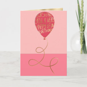Carte Bonne Anniversaire Jolie Ballons Rose Typographie