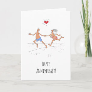 Carte Bonne Anniversaire Mariage Couple Beach Heart Card