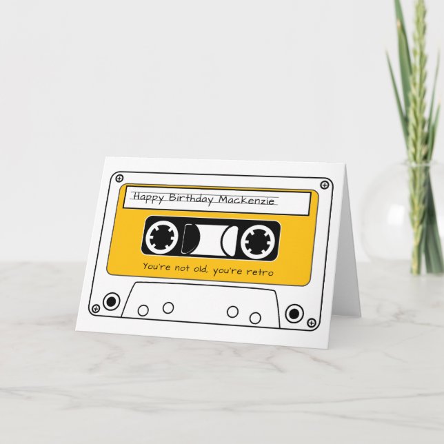 Carte Bonne Anniversaire Retro Bande de cassette personn (Devant)
