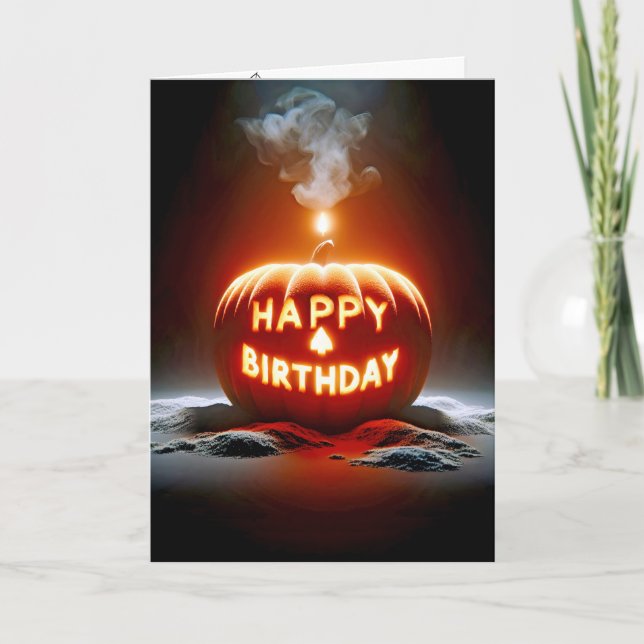 Carte Bonne bougie Jack-o-lanterne pour anniversaire (Devant)