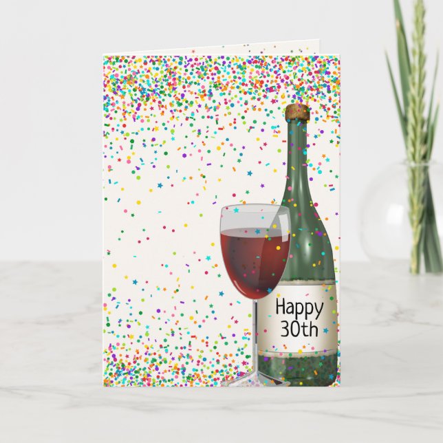 Carte Bonne bouteille de vin du 30e anniversaire (Devant)