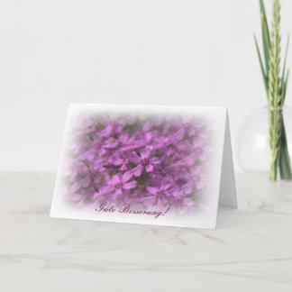 Carte Bonne chance avec des fleurs roses