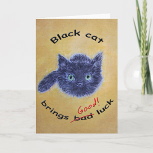 Carte Bonne chance de chat noir