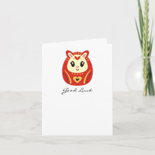 Carte Bonne chance Kawaii Style Daruma Card