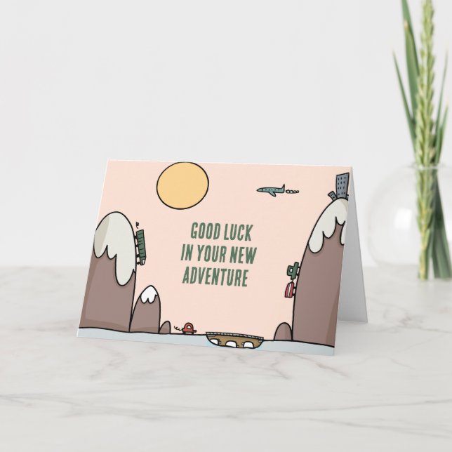 Carte Bonne chance Nouvelle aventure Carton de voyage (Devant)