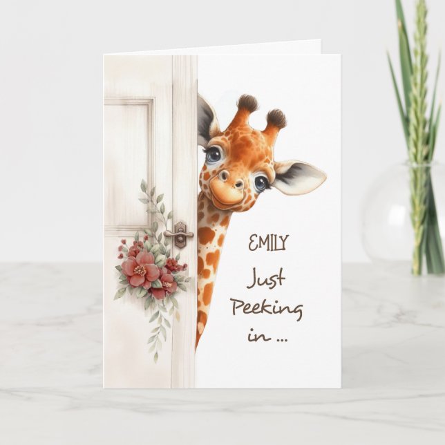 Carte Bonne chance sur Finals Giraffe Peeking In (Devant)