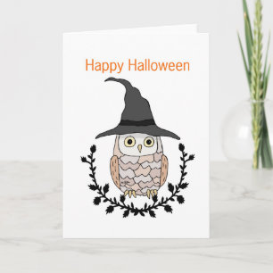 Carte Bonne Chouette d'Halloween mignonne avec hibou mag