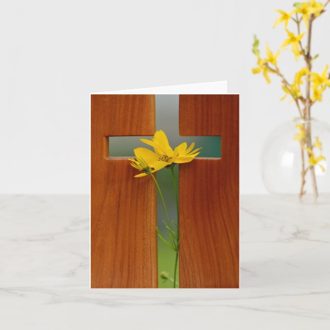 Carte Bonne Croix de Pâques (Fleur jaune)