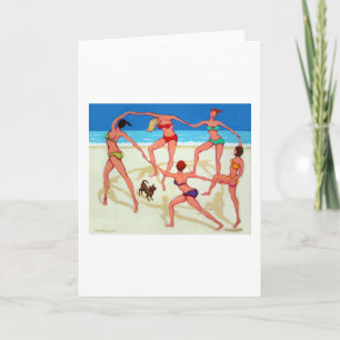 Carte Bonne Danse - Filles en vacances à la plage!