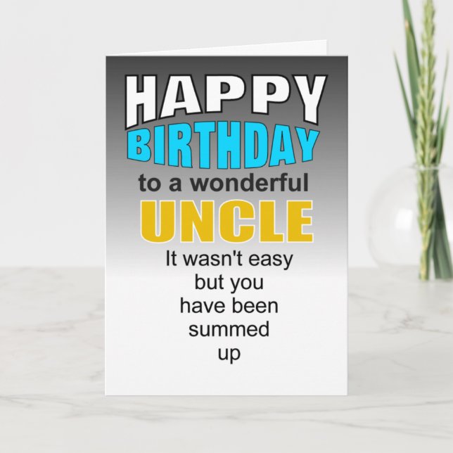 Carte Bonne envie d'anniversaire à un oncle favori (Devant)