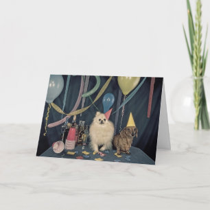 Carte Bonne fête d'anniversaire avec des chiens et des b