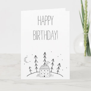 Carte Bonne fête d'anniversaire Cabine Moon Forêt forest