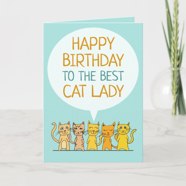 Carte Bonne fête d'anniversaire Chat Lady Salutation (Devant)