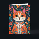 Carte Bonne fête d'anniversaire Sweet Friend | Chat d'ar<br><div class="desc">Chat d'art populaire mignon avec une carte d'anniversaire de fleurs pour votre ami amoureux du chat.</div>