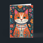 Carte Bonne fête d'anniversaire Sweet Friend | Chat d'ar<br><div class="desc">Chat d'art populaire mignon avec une carte d'anniversaire de fleurs pour votre ami amoureux du chat.</div>