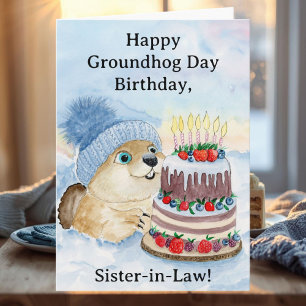 Carte Bonne fête de la marmotte à ma belle-sœur