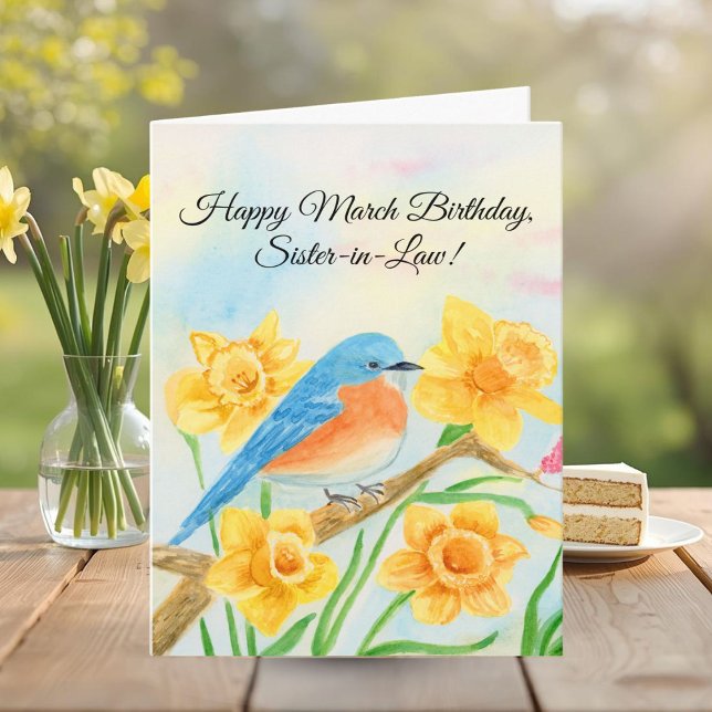Carte Bonne fête de mars pour la belle-sœur Oiseau bleu  (Créateur téléchargé)
