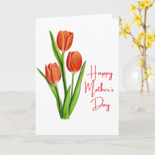 Carte Bonne Fête des Mères avec tulipes rouges