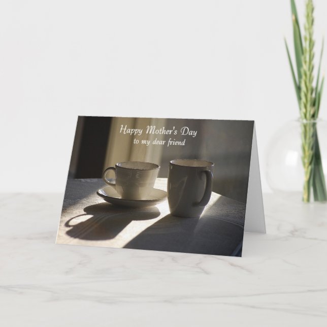Carte Bonne fête des mères Cher ami, tasses (Devant)
