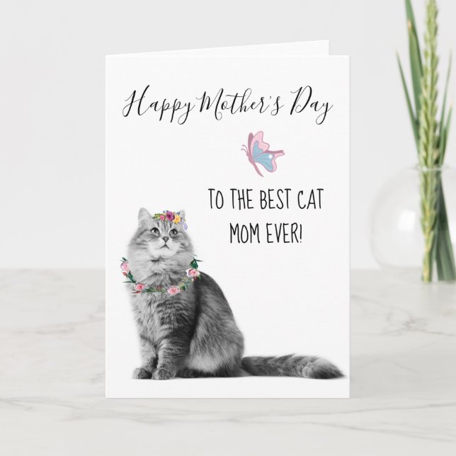 Carte Bonne fête des mères du chat Best Cat Maman (Devant)