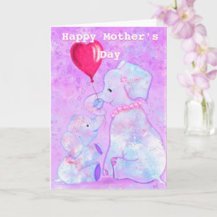 Carte Bonne fête des mères - Elephant Mom and Baby - Lov