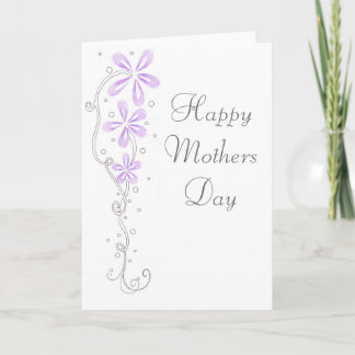 Carte Bonne Fête des mères Fleurs pourpres