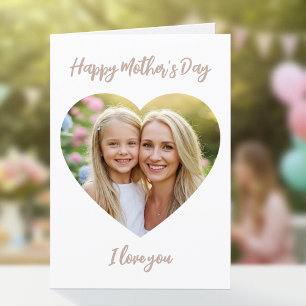 Carte Bonne Fête des Mères Maman Photo Cœur Mignon Cappu
