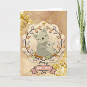 Carte Bonne fête des mères mignonne amusant Koala Ours e