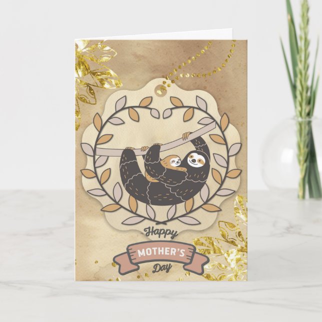 Carte Bonne fête des mères mignonne amusant Koala Sloth  (Devant)
