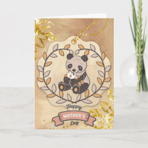 Carte Bonne fête des mères mignonne amusant Panda Bear
