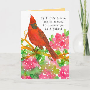 Carte Bonne fête des mères Mots positifs Cardinal Bird