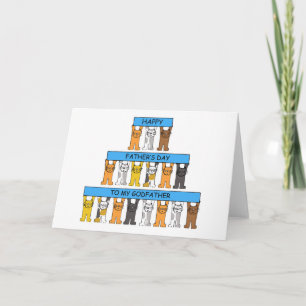 Carte Bonne Fête des pères à Godfather Cute Cartoon Cats