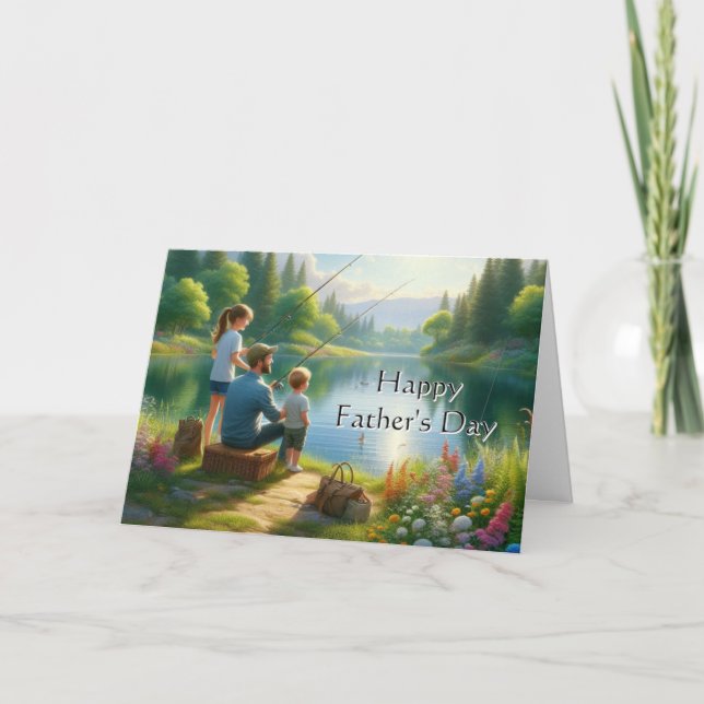 Carte Bonne Fête des pères à la pêche (Devant)