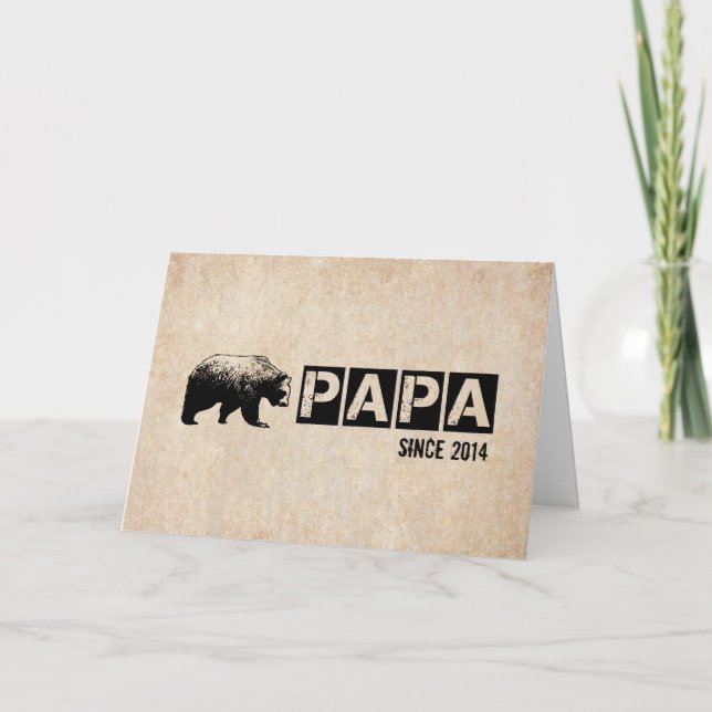 Carte Bonne Fête des pères avec Papa Bear Grunge Black (Devant)