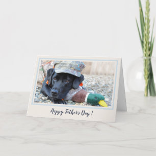 Carte Bonne Fête des pères Black Labrador Cute Duck Dog