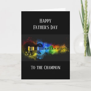 Carte Bonne Fête des pères musicienne guitare