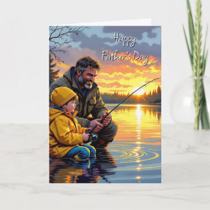 Carte Bonne Fête des pères Pêche nocturne