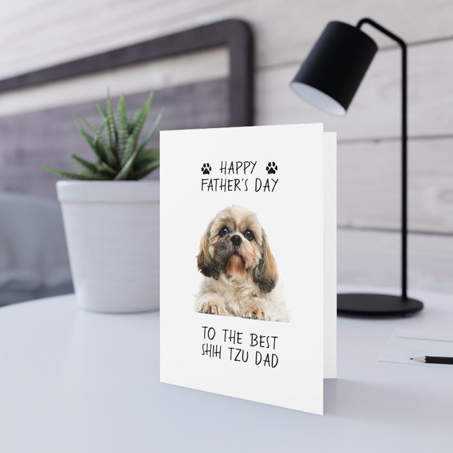 Carte Bonne Fête des pères Shih Tzu Papa Photo (Créateur téléchargé)