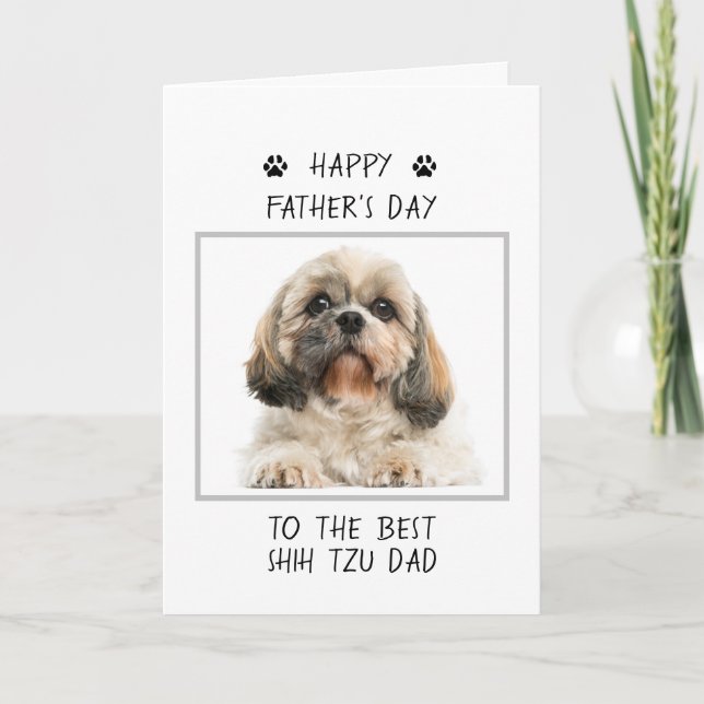 Carte Bonne Fête des pères Shih Tzu Papa Photo Drôle (Devant)