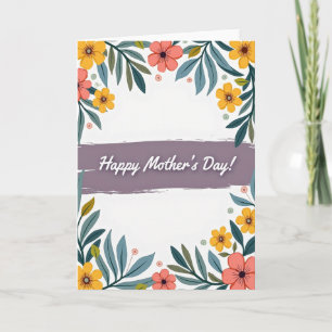 Carte Bonne Fête Maman Or et Corail