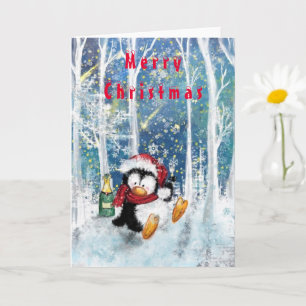 Carte Bonne fête Pingouin Funny Christmas Card