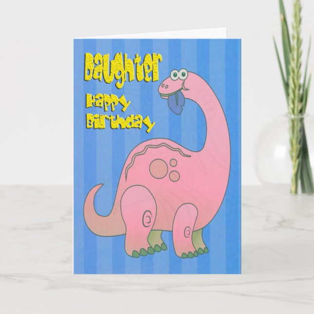 Carte Bonne fille d'anniversaire Pink Dinosaur (Devant)