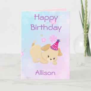 Carte Bonne fille d'anniversaire Pretty Puppy