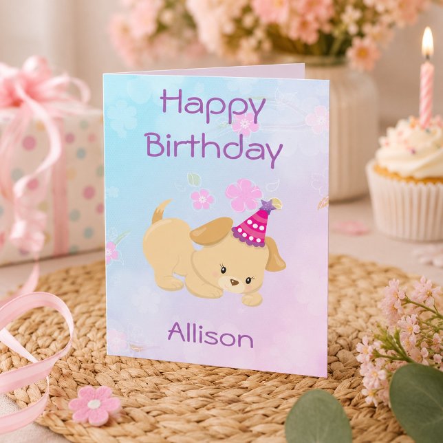 Carte Bonne fille d'anniversaire Pretty Puppy (Créateur téléchargé)