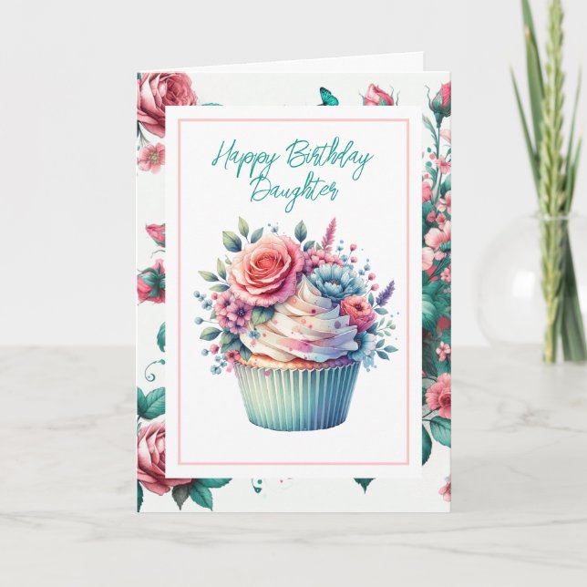Carte Bonne fille d'anniversaire | Shabby Chic Floral (Devant)