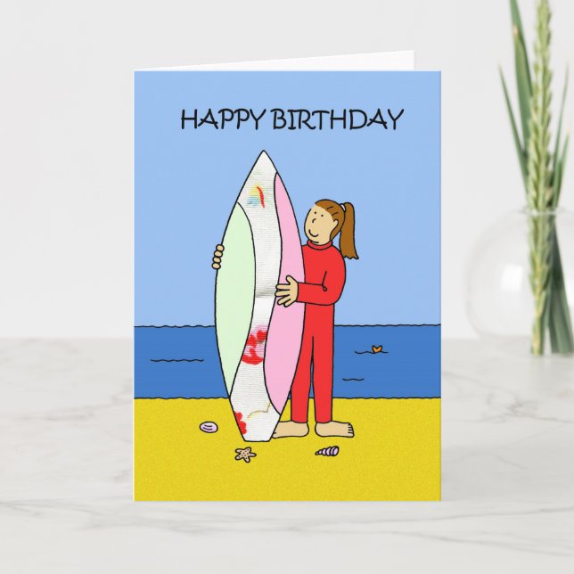 Carte Bonne fille de surfer d'anniversaire (Devant)