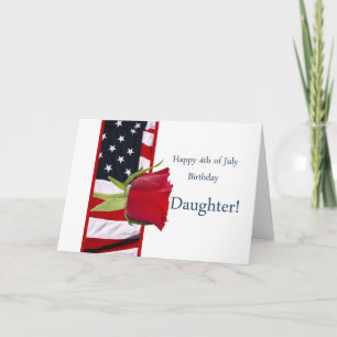 Carte Bonne fille rose d'anniversaire 4 juillet