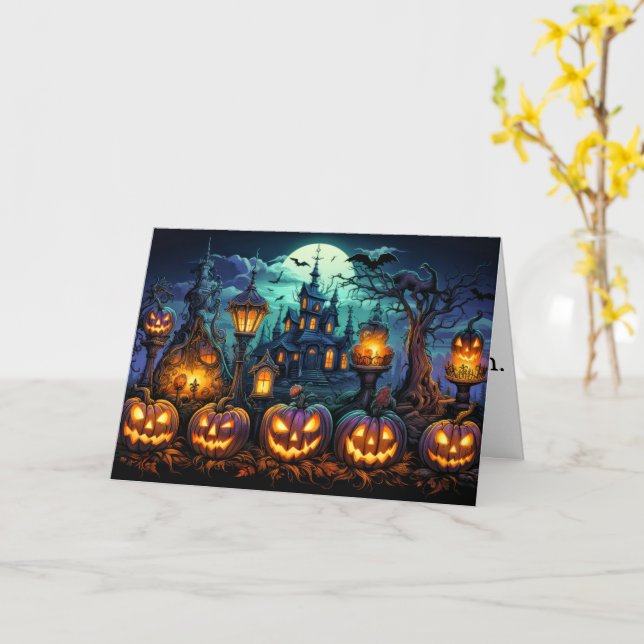 Carte Bonne Halloween (Fleur jaune)