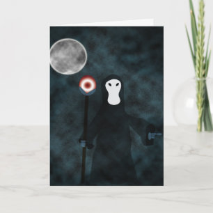 Carte Bonne Halloween Grim Reaper Lune de nuit